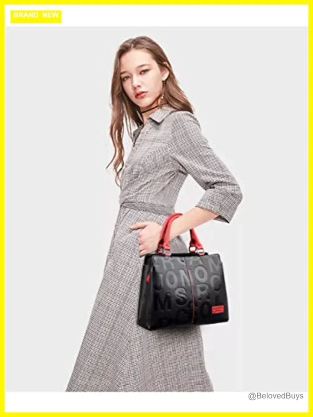 Faux Leather Black Red Satchel Tote Women's Shoulder Bag Top Handle Purses